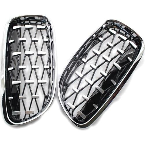 Pair Front Kidney Grill Chrome Diamond Meteor Style Grille for BMW E90 2009-2011