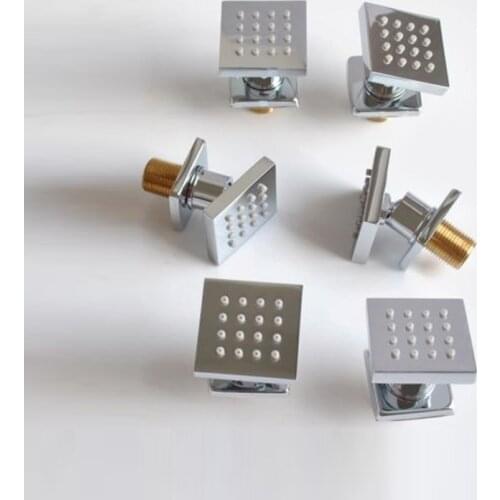 Polished Chrome Bathroom Brass Shower Massage Jets Square 6 Pcs SPA Massage Sprayers