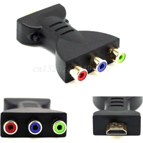 Gold-plated AV Component Converter HDMI-compatibe Male to 3 RGB RCA Video Audio Adapter Connector for HDTV DVD Projector Devices