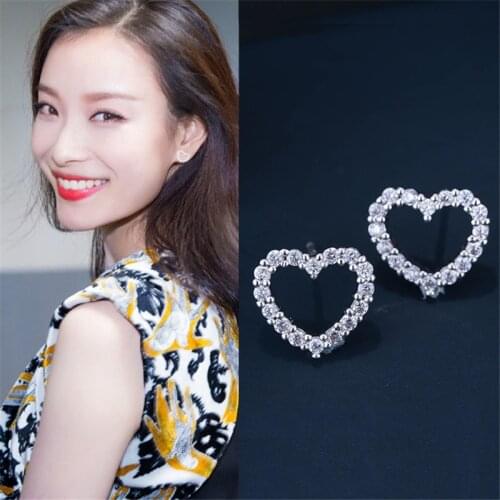 Luxury Brand Noble Heart Shape 5A Cubic Zircon Stones Earing Women 925 Sterling Silver Temperament Fashion Jewelry 2020 Earnings