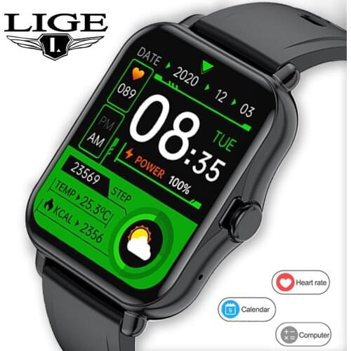 LIGE New Fashion Smart Watch Men Women Heart Rate IP67 Waterproof Smartwatch Sports Fitness Bracelet Mens Watch For Android iOS