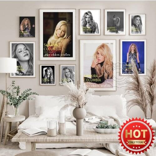 Shakira Columbia Music Superstar Vintage Black White Poster, Hot Singer Magazine Cover Print, Fans Gift, Bar Pub Club Home Decor