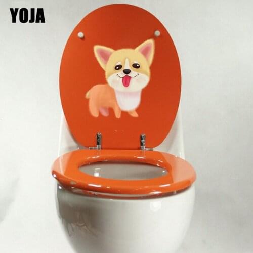 YOJA 19.2*23.9CM Interesting Dog Toilet Decal Kids Room Home Decor Wall Sticker Cartoon Art T3-0598
