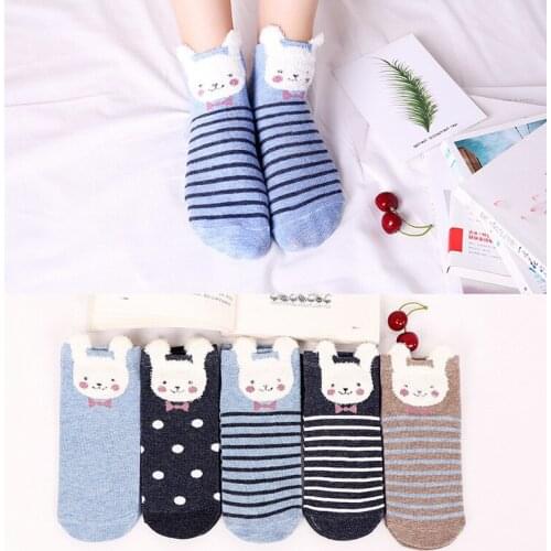 Colorful rabbit Invisible Short Woman Sweat summer comfortable cotton girl womens boat socks ankle low female 1pair=2pcs xg26