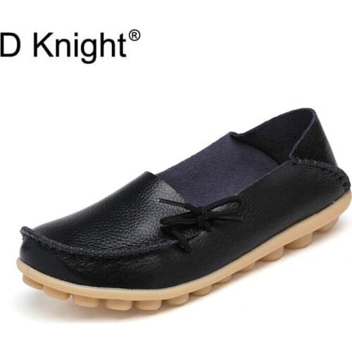 Women Genuine Leather Flats Fashion Slip-on Moccasins Loafers Ladies Casual Flats Female Driving Shoes 20 Colors Big Size 34-44