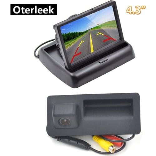 4.3" LCD Parking Car Monitor + Waterproof Trunk Handle Rear View Camera for AUDI A4 A5 S5 Q3 Q5
