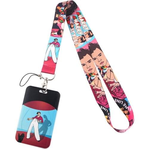 1pc ZF2381 Singer Unisex Fashion Lanyards ID Badge Holder Bus Pass Case Cover Slip Bank Credit Card Holder Strap Cardholder