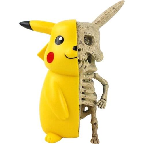 11cm Pokemon Anime Pikachu Skeleton Smile Kawaii Cute PVC Action Figure Cartoon Mini Model Toy Kids Gift Brinquedos