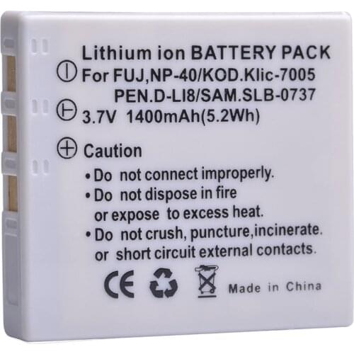 1400mAh NP 40 NP-40 Battery for BENQ DLI-102 FUJIFILM NP-40 NP-40N KODAK KLIC-7005 PENTAX D-LI8 D-Li85 SLB-0737 Batteries NP40N