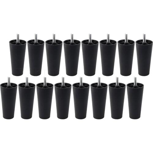 16 x Cylindrical Furniture Leg with Screw 12cm Height M10 Thread for Bed