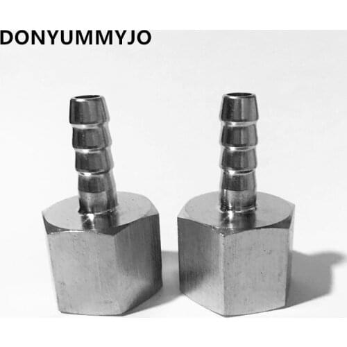 2Pcs 8mm Hose Barb Tail To 1/4" Inch BSP Female Thread Connector Joint Pipe Fitting SS 304 Stainless Steel Coupler Adapter