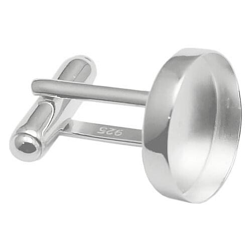 20pairs(40pcs) Silver 925 Cufflinks Blank Jewelry Mens cufflinks Round Base fit 16mm Men dress shirt DIY Cufflinks Handmade