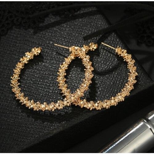 2021 Retro Alloy Metal Round Hoop Earrings for Women Fashion Gold Color Silver Color Bohemian Jewelry Earrings Party Gift
