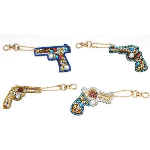 3-8pcs DIY Full Drill Special Diamond Painting Keychain Cartoon Heart Animal Keyrings Women Bag Pendant Key Ring Gifts