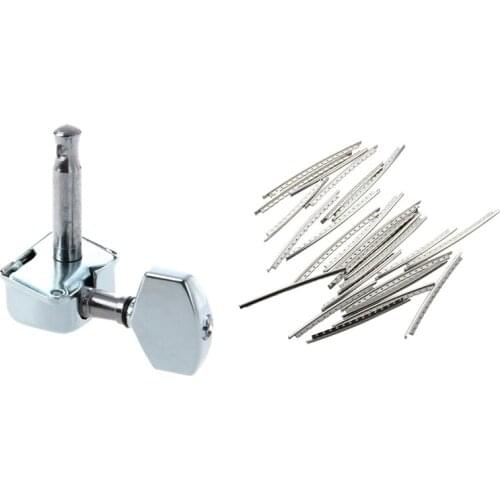 3 Pairs Semiclosed String Tuning Pegs Tuners Machine Heads 3L + 3R with 24Pcs Electric Guitar Fret Wire Fretwire Set