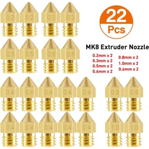 3D Printer Nozzles MK8 Extruder Nozzle Head Printer Extruder Print Head for 1.75mm A8 MK8 Creality CR-10 Ender 3 Ender 5 Nozzle