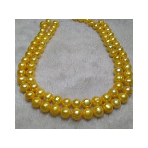 48" 8-9MM NATURAL SOUTH SEA GENUINE YELLOW PEARL NECKLACE 14K GOLD CLASP