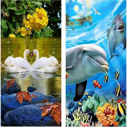85x45 5D DIY Diamond Painting Animal swan dolphin Full Square Drill Diamond Embroidery Cross Stitch Wall Sticker Decoration Home