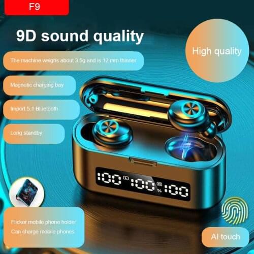 Wireless Headphones TWS Bluetooth Earphones 2000mAh Charging Box Sports Waterproof Gaming Headsets HiFi Stereo Earbuds With Mic
