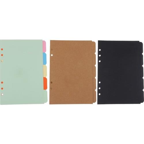 5 Pieces Solid A5 Size Kraft Paper Tabbed Paper Planner Notebook Album Divider Index Page