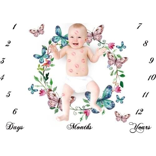 C Newborn Baby Blanket Infant Swaddle Wrap Cute Print Toddlers Blankets Monthly Growth Number Baby Swaddle Wrap