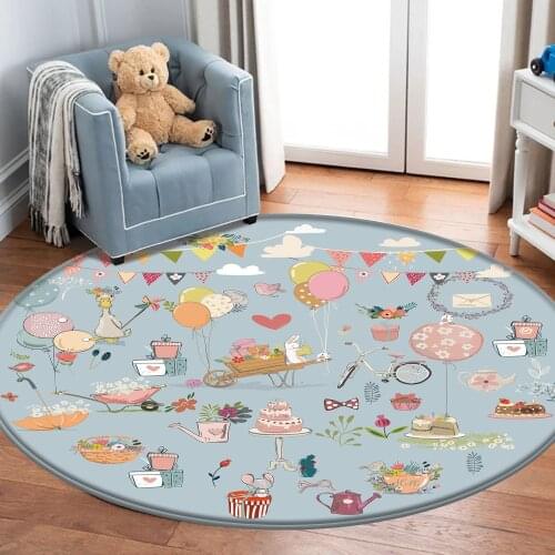 Top Brand Children Comfortable Carpet Non-Slip Children Flannel Round Cartoon Carpet Baby Hand Print Carpet Baby Play Mat