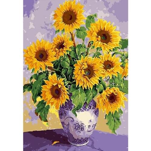 40x50cm Frame DIY Painting By Numbers Kits Sunflowers Abstract Modern Home Wall Art Picture Flowers Paint By Numbers