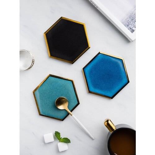 Gold line ceramic placemat coffee cup coaster table mat placemat for dining table drink coasters table mats for dining table