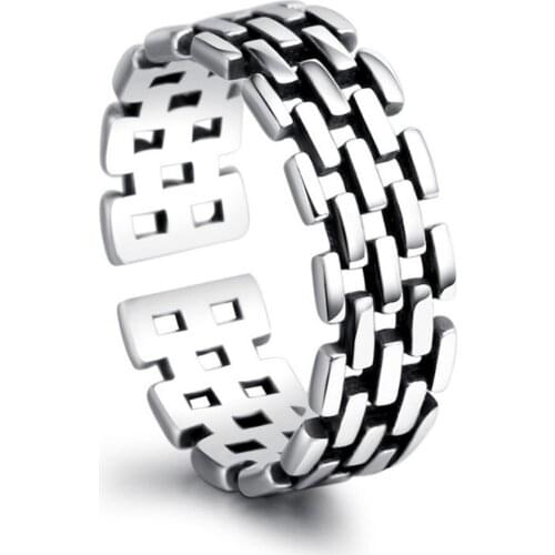 Fashion Accessories For Male And Female Thai Watch Chain Ring Opening Retro Brick Dance Tail Ring Black Plated Rings