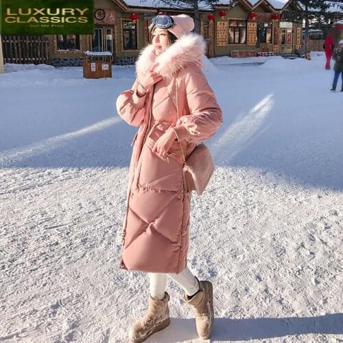 Jacket Winter Women Down 90% Duck Down Coat Female Long Down Parka Real Fur Hooded Korean Thick Warm Clothes 2021 LWL1339