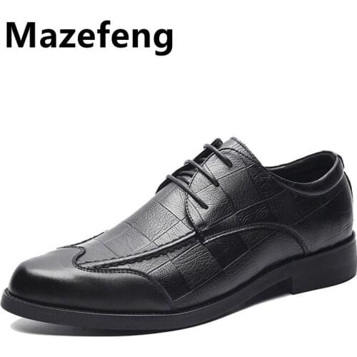 Mazefeng New Men Dress Shoes High Quality Leather Formal Shoes Men Big Size 38-44 Oxford Shoes for Men Fashion Office Shoes Men