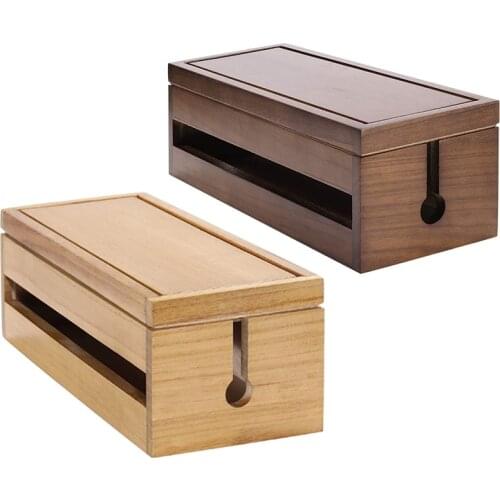 New Cable Management Box Wooden Cord Organizer Box for Extension Cord Power Stripe Surge Protector Wire