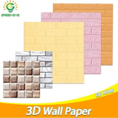 3D Wallpaper 70cm*77cm DIY Marble Waterproof Stickers 3D wall paper Self-Adhesive Wallpaper Brick for home Kitchen bedroom