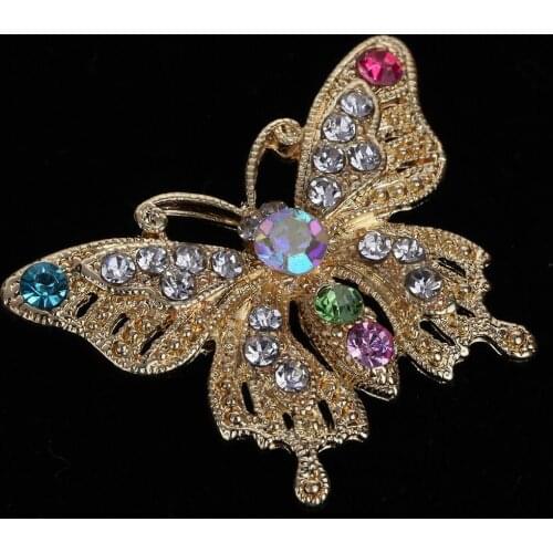 Charming Gold Plated Butterfly Design Crystal Rhinestone Brooch Pin Jewelry Gift R58E