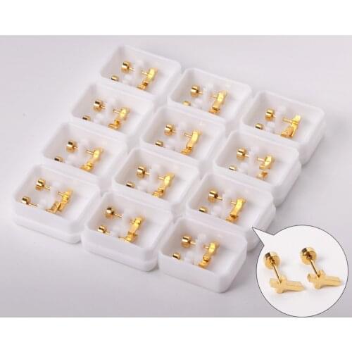 12 Pairs 316L Stainless Steel Cross Earrings Wholesale Accessories Gold Color Fashion Style Small Earrings Fashion Jewelry Party