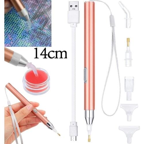 14cm Rechargeable Lighting Diamond Painting Drill Pen Cross Stitch Pen LED Drill Pens DIY Crafts Sewing Embroidery Accessories