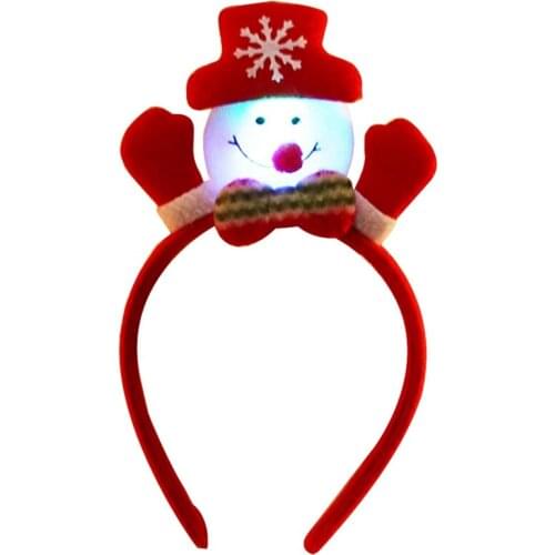Lovely Christmas Santa Reindeer Snowman Bear LED Light Headband Hair Band Lightening Double Head Xmas Decoration Red New Years