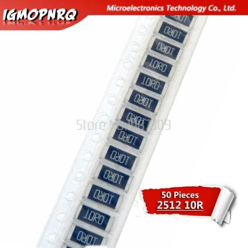 50PCS 2512 SMD Resistor 1% 10 ohm 1W 10R