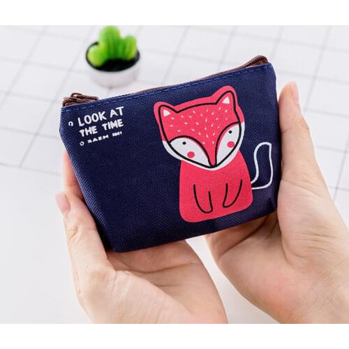 Cute Cartoon Coin Purse Women Lady Kid Coin Wallet Pouch Mini Canvas Card Holder Print Money Key Earphone Line Storage Bag