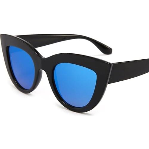 Stylish Big Cat.3 UV400 Black Ladies Cat Eye Sunglasses Women Plastic Cateye Glasses