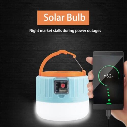 Solar Lamp Outdoor USB Chargeable Camping Light 3 Mode Portable Lantern Tent Lamp Emergency Bulb Flashlight For BBQ Working