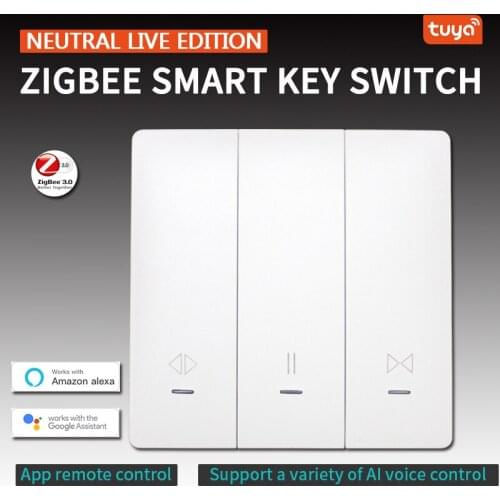 Tuya Zigbee smart curtain switch roller shutter motor EU button switch voice control Smart Life APP Alexa Google Home compatible
