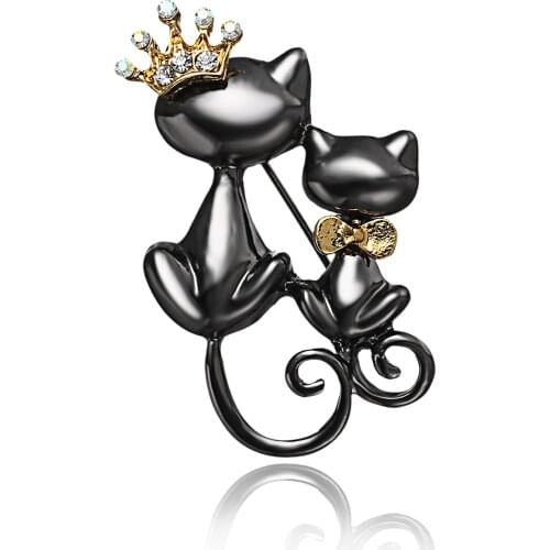 Vintage Metal Crystal Cute Cat Brooch For Women Rhinestone Collar Pins Corsage Pet Animal Brooch Badges Jewelry Accessories
