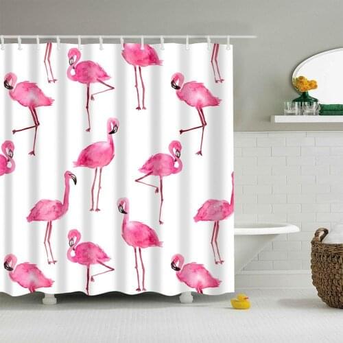19Flamingo Animal Dog Hippo Cat Polyester Pink Shower Curtain High Quality Washable Decor Colorful Curtains for Bathroom Shower