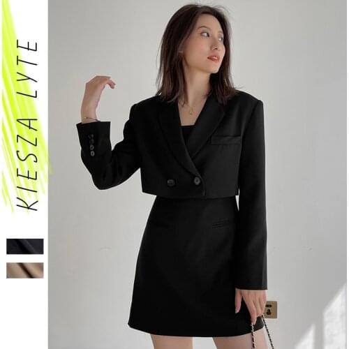 Women 2 Piece Set 2021 New Fashion Black Work OL Two Piece Set Bodycon Dress and Blazer Femal Set Outfits