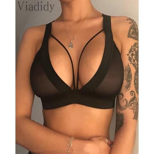 Women Hollow Mesh Breathable Thick Strap Bralette Set