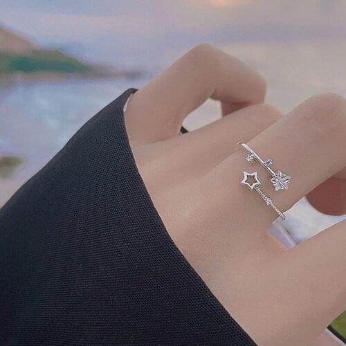 VENTFILLE 925 Sterling Silver Hollow Ring Female Fashion Personality Simple Joint Ring Opening Adjustable Fashion Exquisite Gift