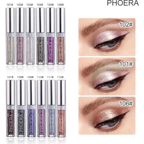 PHOERA Liquid Eye Shadow Shining Glitter Pearl Diamond-like Sparkling Waterproof Sweat Proof Professional Eye Makeup HOT TSLM1