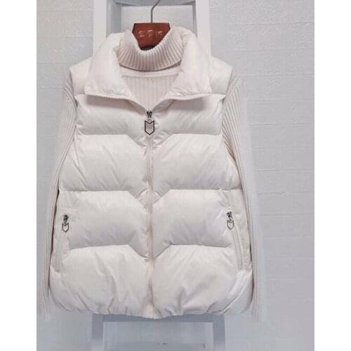 2021 New Autumn Winter Down Cotton Womens Vest Korean Loose Girls Versatile Stand Collar Vest Coat Leisure Time Outdoors White