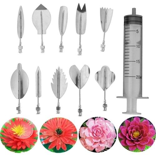 11pcs/Set 3D Cake Syringe Jelly Cake Gelatin Pudding Mold Gracilaria Gelatin Jelly Art Needles Pudding Flowers Cake Decor Tools
